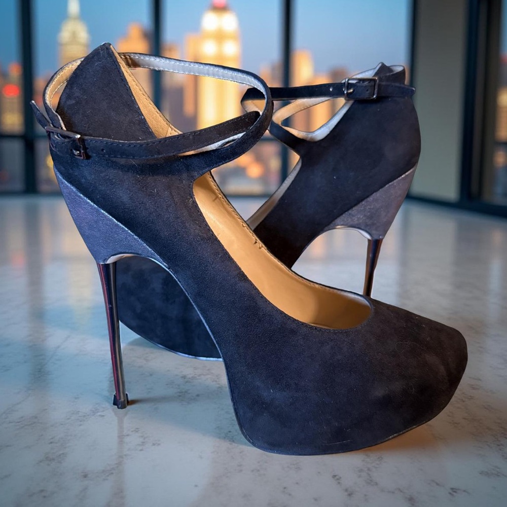 Aldo NWT Size 40 US9 Elegant Sexy Black Faux Suede Stiletto Heels Shoes (SH038)